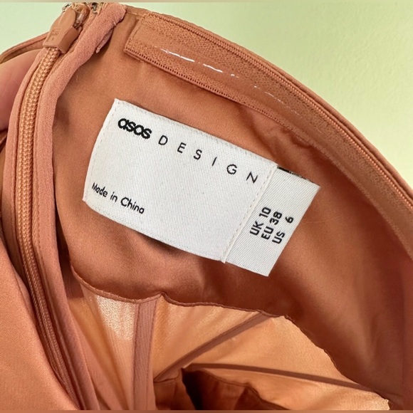 ASOS Design Maxi Dress Satin Draped  Corset Side Slit Party Formal Gown Nude NYE - Picture 6 of 6